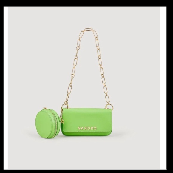 Sandro Vert Pomme Mini Purse Green Chain Strap Women's Bag - Picture 16 of 16